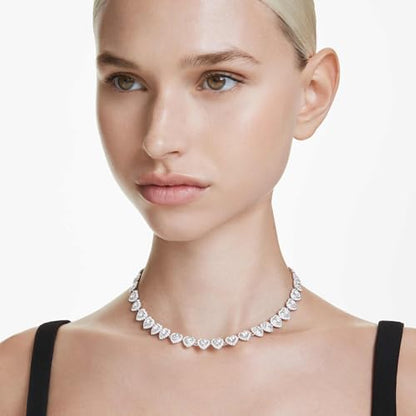 Swarovski Ariana Grande Collection, Clear Crystal & Pearls, Rhodium Finish, Necklaces, Earrings and Bracelets - color: All Around Heart Necklace