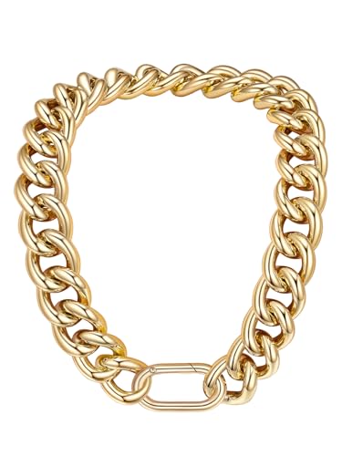 FOCALOOK Chunky Gold Necklace for Women, 14K Gold Plated Thick Gold Cuban Chains Lightweight Womens Choker Necklace for Daily Wear 13mm/16mm/23mm Punk Hip Hop Statement Jewelry - color: 23mm-Gold Chain, size: 20 Inch