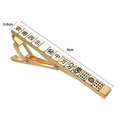 Yuorsfs Chinese Mahjong Tie Clips for Men Novelty Funny Stainless Steel Tie Clip Personalized Tie Bar Suitable For Daily - style: Mahjong Tie Clips