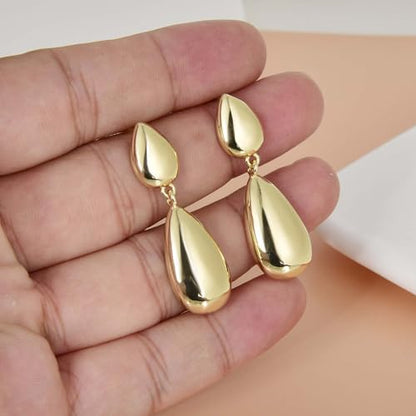 Large Geometric Drop Dangle Earrings for Women Pearl Teardrop Disc Rectangle Oval Fishtail Shell Shaped Textured Dangle Studs Earrings for Women - color: Silver-Polished