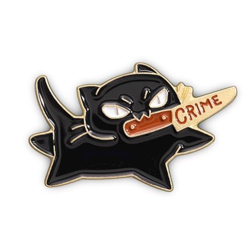 Enamel Pins, Cute Pins for Backpacks, Hat Pins, Novelty Brooch Pins, Backpack Pins, Lapel Pins for Men, Women, Girls, Boys. For Lanyard, Bags, Hats, Caps, Clothing - color: Black Cat With Knife