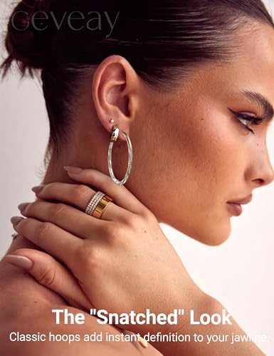 2.5MM Thin Gold Hoop Earrings for Women Hypoallergenic Sterling Silver Post Hoop Earrings Lightweight Large Big Twisted Gold Hoops Earrings 30MM/40MM/50MM/60MM - color: 40MM Sillver