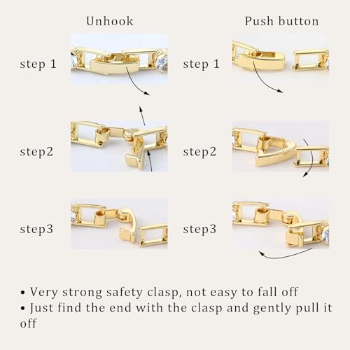 4mm Cubic Zirconia Imitation Silver/14K Plated Gold Tennis Bracelet for Women Cz Bracelets Size 7 Inches