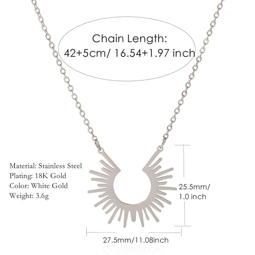 Gold Compass Charm Necklace for Women, Trendy Simple Dainty Inspirational Compass Butterfly Bow Knot Red Christmas Mug Sun Friendship Necklaces Graduation Gifts - style: Silver Sun