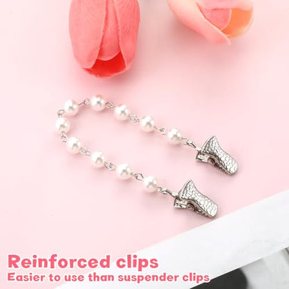 Sweater Clips to Hold Sweater Together, Pearl Sweaters Clips for Cardigans, Pearl Brooch Pin for Woman