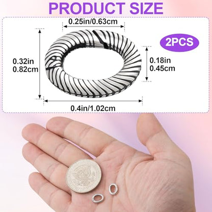 Pndeyo 2pcs 925 Sterling Silver Oval Jewelry Clasps, Hypoallergenic Necklace Enhancer Shortener, Spring Bail Clasp Rings Connector Clips for Bracelet Anklet Jewelry Making- Black