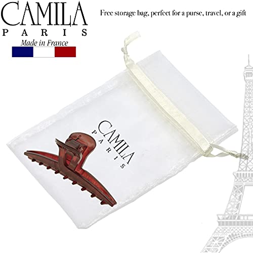 Camila Paris CP3225 French Hair Clip for Women, Narrow, Strong Hold Grip Double Teeth Girls Hair Claw Clips Jaw, Fashion Durable Styling Hair Accessories for Women, Made in France - color: Red 4"