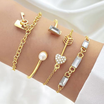 NEWITIN 61 Pieces Rose Gold Jewelry Set for Women Fashion Costume Jewelry | Bohemian Jewelry, Inlaid Cubic Zirconia, Gold Plated Necklace Bracelets Rings Earrings Set for Women Party Daily, Women Gifts - color: Gold