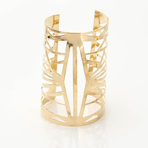 OIDIMS Women's Cuff Bracelets Large Big Bangles Minimalist Statement Adjustable Fashion Hollow Wide Bracelet Chunky Open Arm Cuff Upper Arm Personalized Punk Jewelry for Ladies - color: Gold