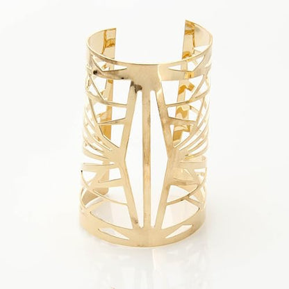 OIDIMS Women's Cuff Bracelets Large Big Bangles Minimalist Statement Adjustable Fashion Hollow Wide Bracelet Chunky Open Arm Cuff Upper Arm Personalized Punk Jewelry for Ladies - color: Gold