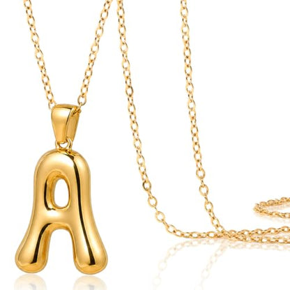 DoDoBeads Stainless Steel Initial Necklace, Waterproof 18K Gold Plated Necklace, Non-Tarnish Chunky Monogram Jewelry Gifts for Women, Mothers Day Gift - style: A.