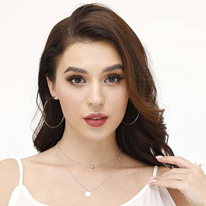3 Pairs Sterling Silver Large Hoop Earrings Set for Women 40 50 60MM | 14K White Gold Plated, Hypoallergenic - style: D:Black 40mm 50mm 60mm