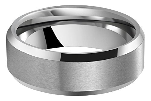 6mm 8mm 10mm Black Tungsten Wedding Band Ring Men Women Matte Finish Beveled Edges Comfort Fit Size 5 To 17 - color: Silver 8mm