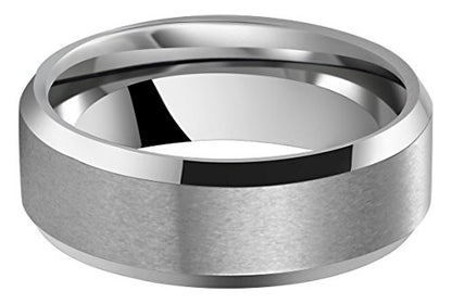 6mm 8mm 10mm Black Tungsten Wedding Band Ring Men Women Matte Finish Beveled Edges Comfort Fit Size 5 To 17 - color: Silver 8mm