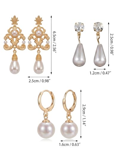 Pearl Necklace Set - Faux Pearl Earrings and Bracelets Jewelry Set for Women Wedding Bridal Shower Tea Party Accessories - style: 8pcs-gold