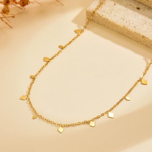 Dainty Gold Waterproof Choker Necklaces for Women Daily Wearing - color: Small Diamond-GD
