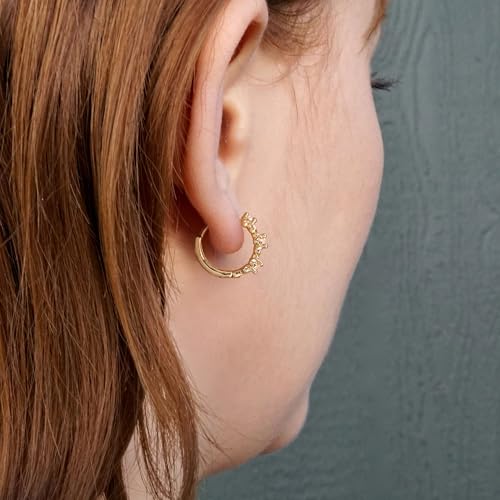 LLWOM Gold Huggie Earrings for Women-14k Gold/Silver/Rose/Black Plated Heart Hoop Earrings Hypoallergenic Lightweight Hoops Gifts - style: Flowers