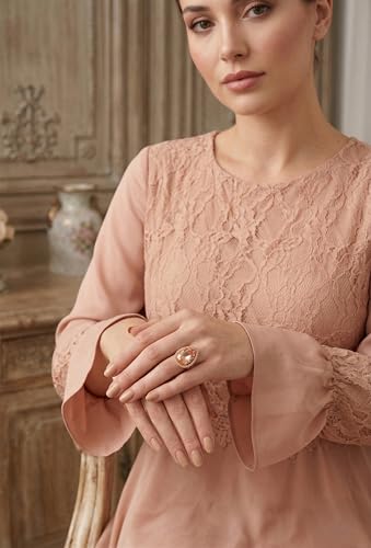 NYFASHION101 Radiant Teardrop Stone Adjustable Cocktail Statement Ring - color: Encircled Teardrop, Padparadscha/Gold-Tone