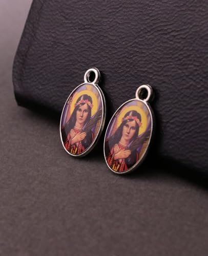 Saint Therese of Lisieux/Saint Mother Teresa of Calcutta/Divine Mercy Jesus/Mater Dolorosa Patron Saint Medal Charm Pendant for DIY Rosary Necklace Bracelet Jewelry Making Part - color: 30pcs-Enamel St. Philomena