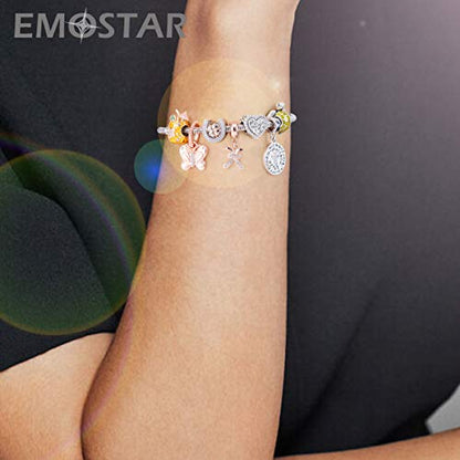 EMOSTAR Zodiac Sign Charms fits European Charm Bracelet – Rose Gold 925 Sterling Silver Necklace Pendant, 12 Horoscope Constellation Dangle CZ Birthstone Beads, Gifts for Women/Men/Birthday - color: Pisces (2.19 – 3.20)