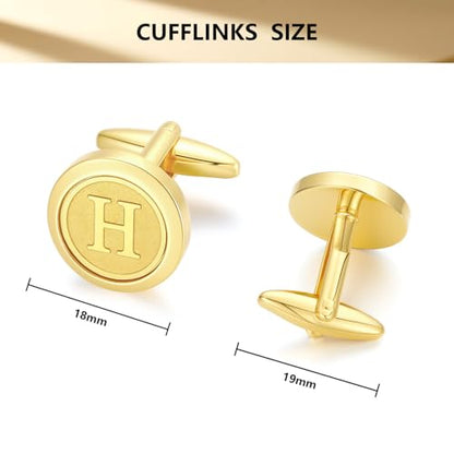 GWD Initial Cufflinks for Men Classic Cuff links Mens Letter Shirts CuffLinks Wedding Gift - color: H
