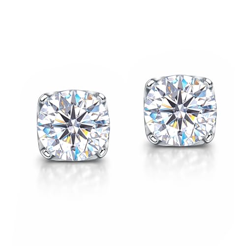 LeCalla 925 Sterling Silver CZ Stud Earrings for Women | Cubic Zirconia Halo & Heart Stud Earring | Rhodium-Plated Silver Jewelry for Her Mom Wife - color: Cubic Zirconia Studs