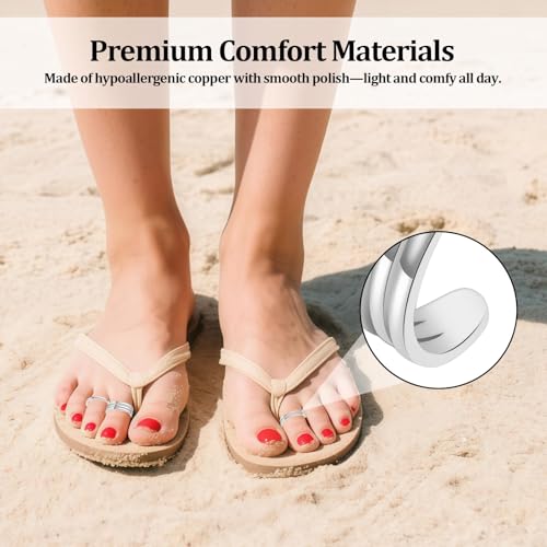 Toe Rings for Women,Silver Plated Stylish Adjustable Toe Band Rings, Summer Beach Foot Jewelry - Perfect for Vacation, Daily Wear - style: 3 Pcs