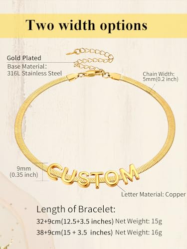 ChainsHouse Flat Snake Chain Herringbone Choker Necklace for Women, Stainless Steel/Rose Gold/18K Gold Plated Dainty Adjustable Simple Short Layered Necklaces, 12"/15"/18" with 3.5" Extender - color: c. 14k gold plated-5mm-custom
