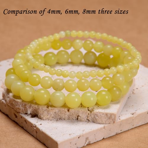 Natural Healing Gemstone Bracelet Handmade Yoga Stretch Elastic Bracelet Stress Relief Crystal Jewelry for Men and Women - color: Lemon Jade(Good Mood), size: 8mm