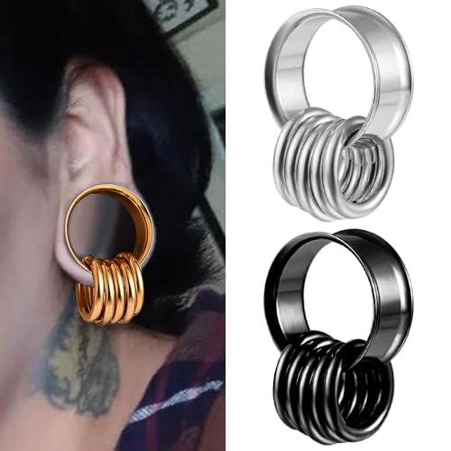 DOEARKO 2PCS Ear Gauges Cool Bat Saddle Ear Plugs Tunnels 316 Stainless Steel Hypoallergenic Earrings Gauges for Ears Expander Body Piercing Jewelry - color: #301 Black, size: 1/2"