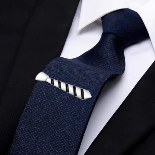 Tie Clips for Men Classic Tie Clip Set Necktie Tie Bar Clips jewelry Box Gift - color: T01