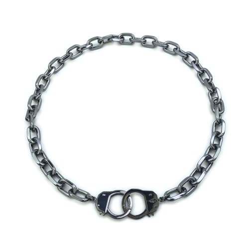 Succuba Stainless Steel Handcuff Choker Necklace Chain Pendant Choker Collar Necklace for Women and Men from 16 to 24 Inches with Box - color: A, size: 16 Inches