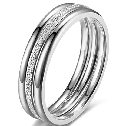 Jude Jewelers 2mm Stainless Steel Three-in-One Stackable Stacking Sand Brushed Wedding Band Ring