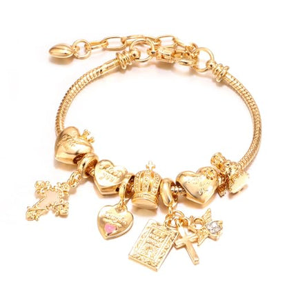 Cross bracelet for women Sacred Heart of Jesus Gold Bracelets for Women Confirmation and Baptism Gifts, Encouragement Presents for Mom Sister Daughter and Friends, Christian Jewelry | sacred heart bracelet,christian bracelet,heart bracelet for women,catho