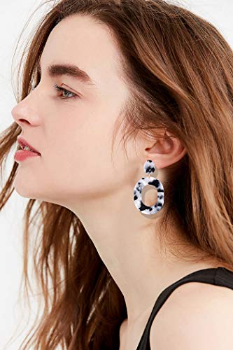 Acrylic Earrings For Women Statement Geometric Earrings Resin Acetate Drop Dangle Earrings Mottled Hoop Earrings Fashion Jewelry - color: F:Black White