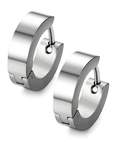 Jstyle Small Hoop Earring for Men Women Hypoallergenic Huggie Hoop Earrings | 316L Stainless Steel Earrings for Men, Non Tarnish Lightweight Sleeper Earrings, Mens Jewelry Gift, 18G, 9MM Inner Diameter - color: White