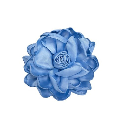 Dainty Fabric Rose Flower Large Brooch Lapel Pins Flower Brooches Pin Classic for Wedding Party Dance Banquet for Women Dress Suit Clothes Accessories Jewelry 100mm - color: Blue
