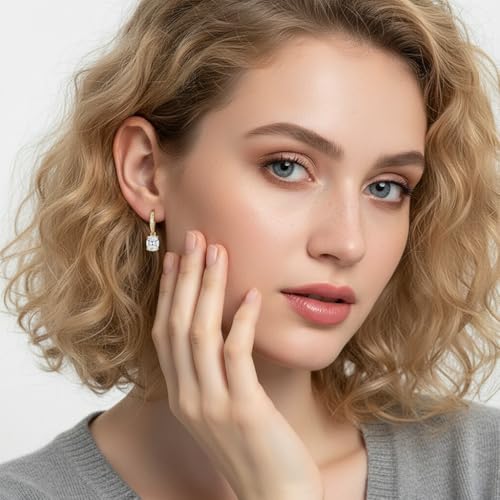 2-4 Pairs Dangle Drop Earrings for Women, 18K Gold Plated Cubic Zirconia Drop Dangle Huggie Hoop Earrings CZ Teardrop Hypoallergenic Jewelry - color: CZ Yellow Gold 2