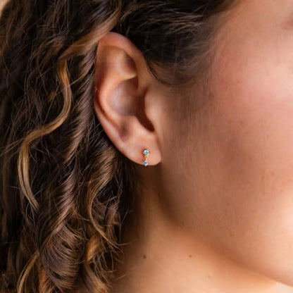 2 Pairs 20G/18G/16G Dainty Stud Earrings, Cubic Zirconia Screw Flat Back Drop Earrings & Tiny Birthstone Dangle Earrings - color: Drop- (April)- Clear Crystal &CZ