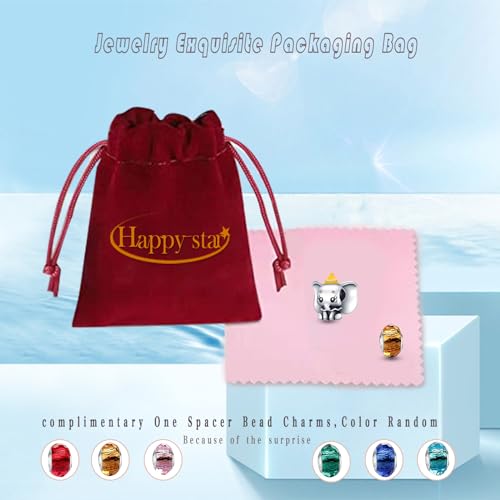 HappyStar 925 Sterling Silver Animal Dogs Charms Pendants fit Pandora Bracelets Necklaces Flowers Sports Travel Charms for Bracelets Women Jrwelry Gifts(with one Spacer Bead Charms) - style: Elephants Bead Charm