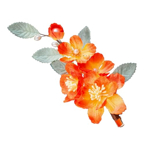 Wedding Hair Clips, Crystal Hair Pins Pearl Rhinestone Hair Barrettes, Bridal Flower Hair Pieces Pearl Headpieces Hair Accessories for Women Girls (Red&Green) - color: Red&Green