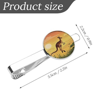 Tie Clip for Men, Tie Bar Cufflinks Set, Copper Necktie Clip And Shirt Cuff Links for Business Wedding Gift - color: Kangaroo Sunset