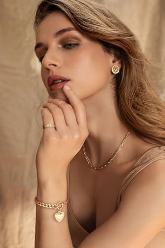 Gold & Silver Heart Chain Link Bracelets For Women - color: AMZ-SL22341A