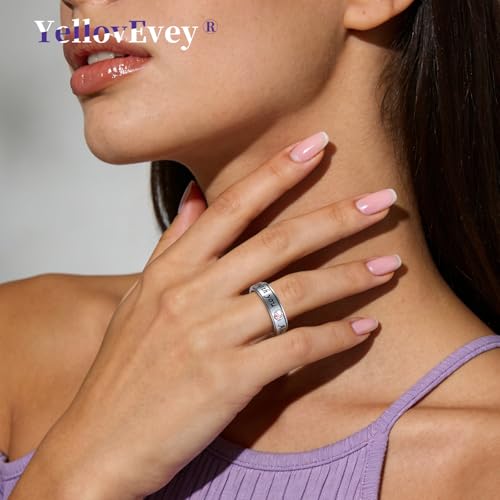 Fidget Spinner Ring for Women - 18K Gold Plated Stainless Steel Hug Ring with Always with You Message - Anniversary Engagement Birthday Graduation Gifts - color: Silver