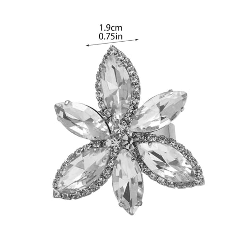 Sparkling Rhinestone Ring Bohemia Thick Large Oval Geometric Ring Square Princess Rings Fashion Heart Zircon Crystal Ring Prom Wedding Party Ball Rings for Women - color: White Flowers