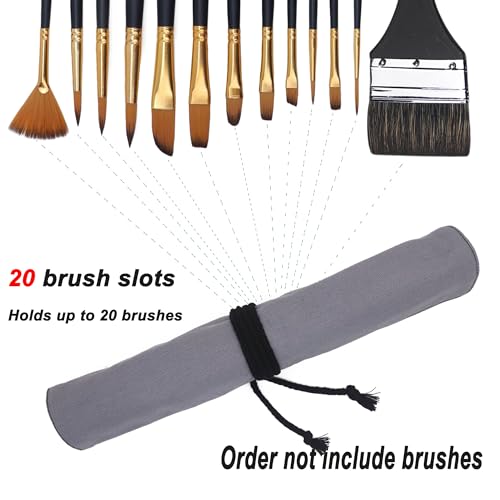 Funny live Paint Brush Holder Art Supplies, Artist Brush Holder & Art Supply Storage Organizer Roll-Up Case Bag, Protect Acrylic Oil Watercolor Paintbrushes (Grey-20 Slot Pockets) - style: Grey-20 Slot Pockets