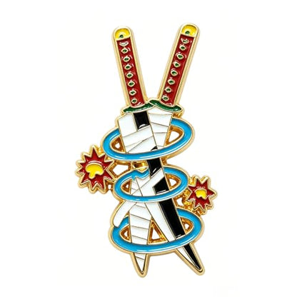 Anime Sword Enamel Tie Clips for Men, Gold-Tone, Anime Theme, Set of 9 Designs - color: Tengen