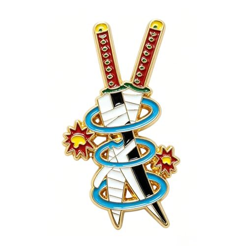 Anime Sword Enamel Tie Clips for Men, Gold-Tone, Anime Theme, Set of 9 Designs - color: Tengen