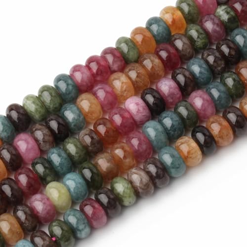 Songxi 5x8mm Dark Tourmaline Rondelle Beads, 75PCS Spacer Round Loose Abacus Beads for Jewelry Making, Gemstone for Bracelet Necklace Earrings, Arts and Crafts - color: Dark Tourmaline