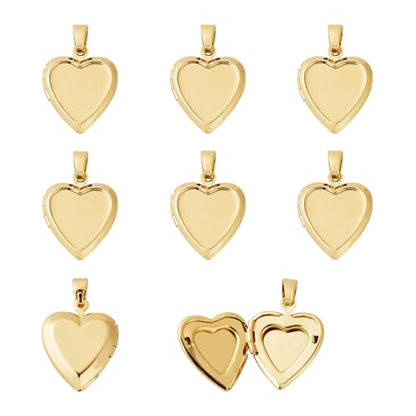 Craftdady 18K Gold Plated Brass Photo Locket Frame Pendants Charms for Necklaces Personalized Jewelry Crafts Making - size: 21.5x17mm Heart